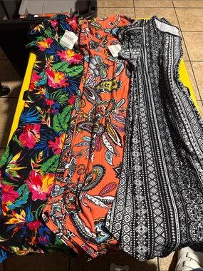Women’s Floral & Paisley Maxi Dress - Black, Orange, Multicolor